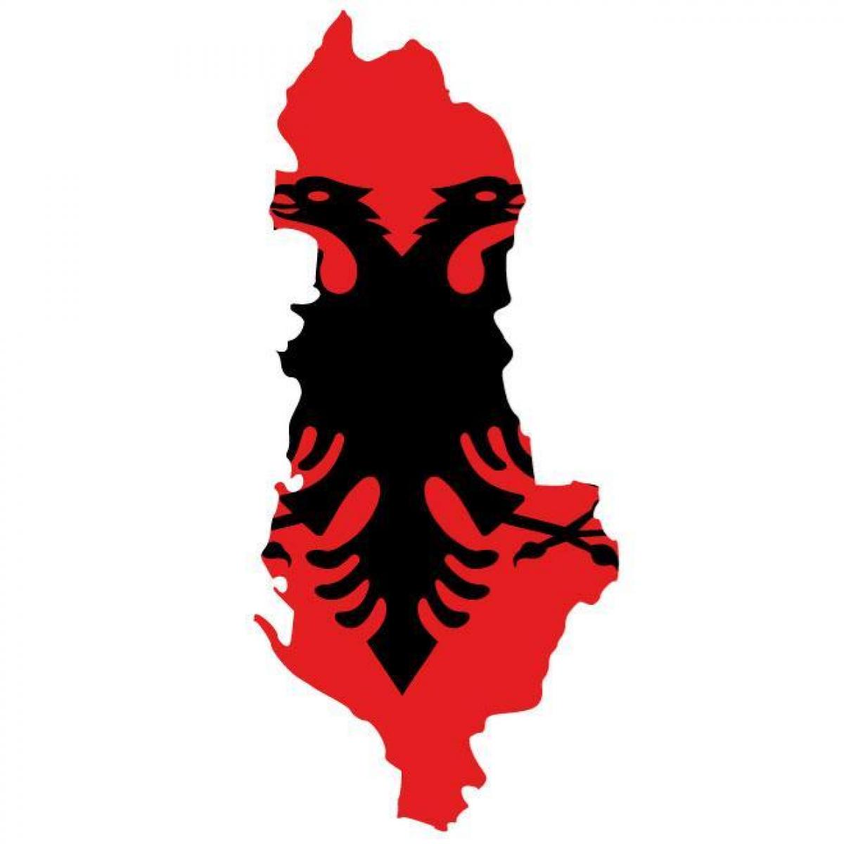 Karte von Albanien-Flagge