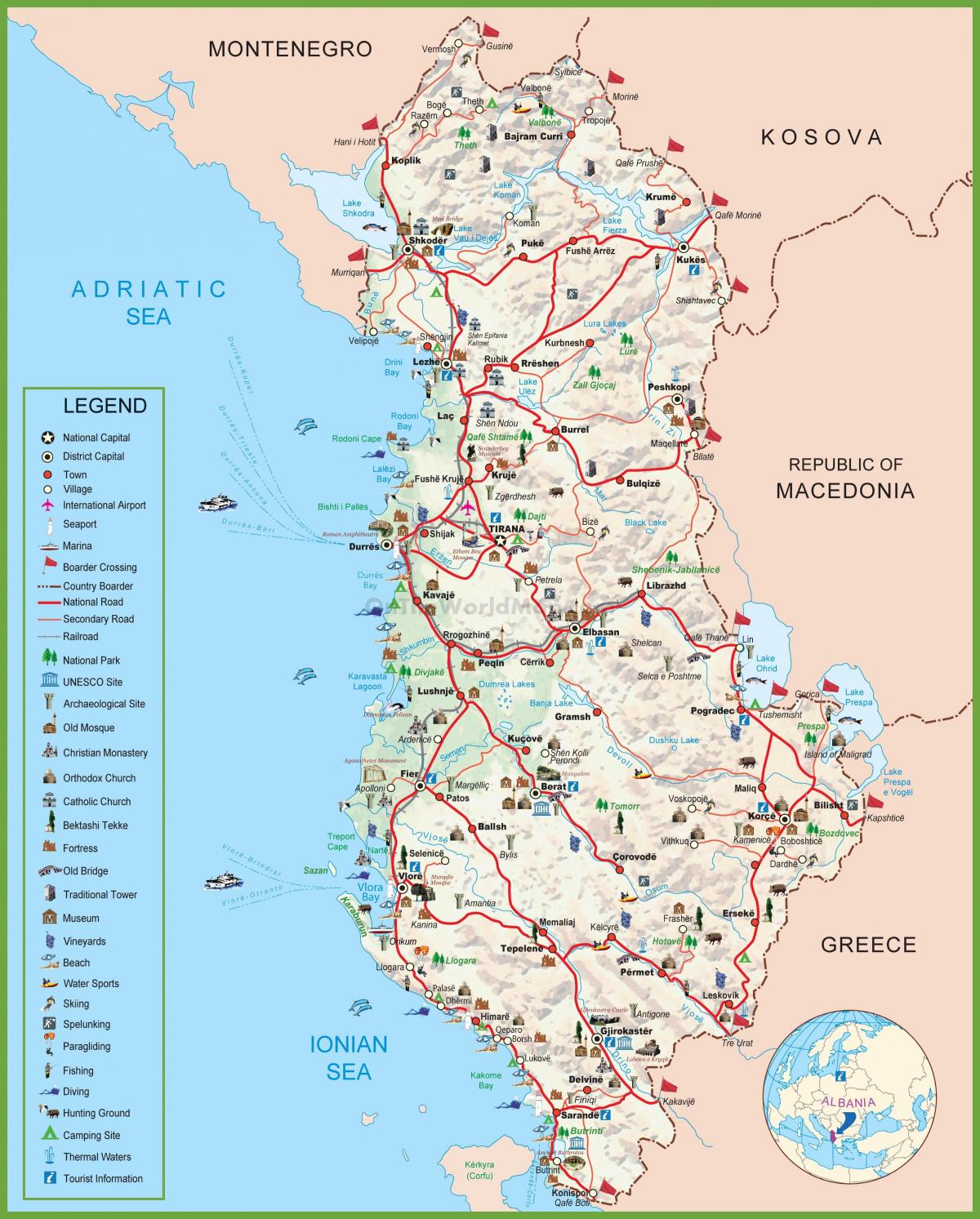 Karte von Albanien Touristen