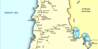 Karte von Albanien-Zug
